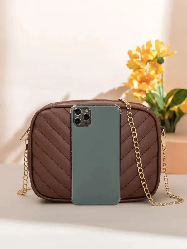 Shein Inspired - Chevron Crossbody Bag ~ Dark Brown