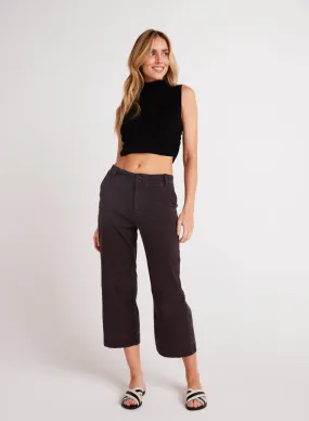 Sofia Wide Leg Crop - Black Smoke