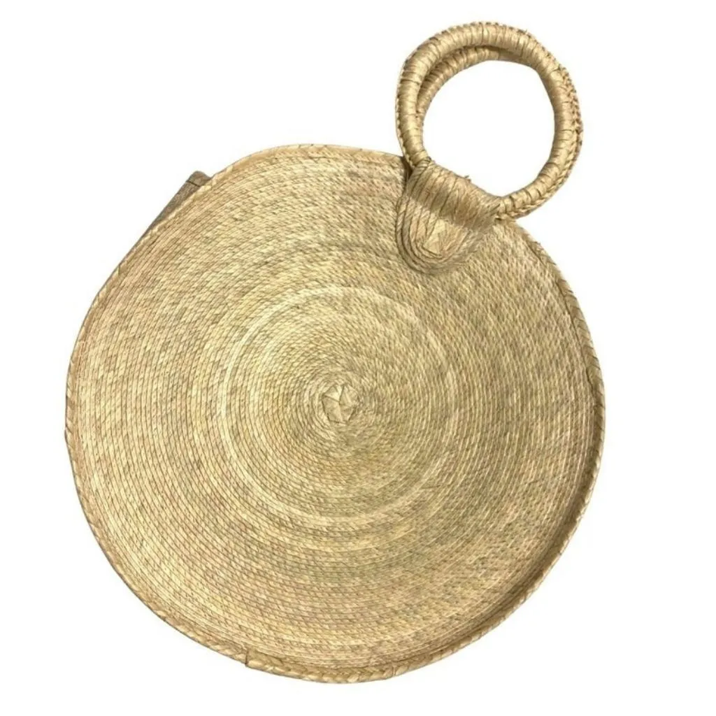 Straw Round Bag with circular Handle