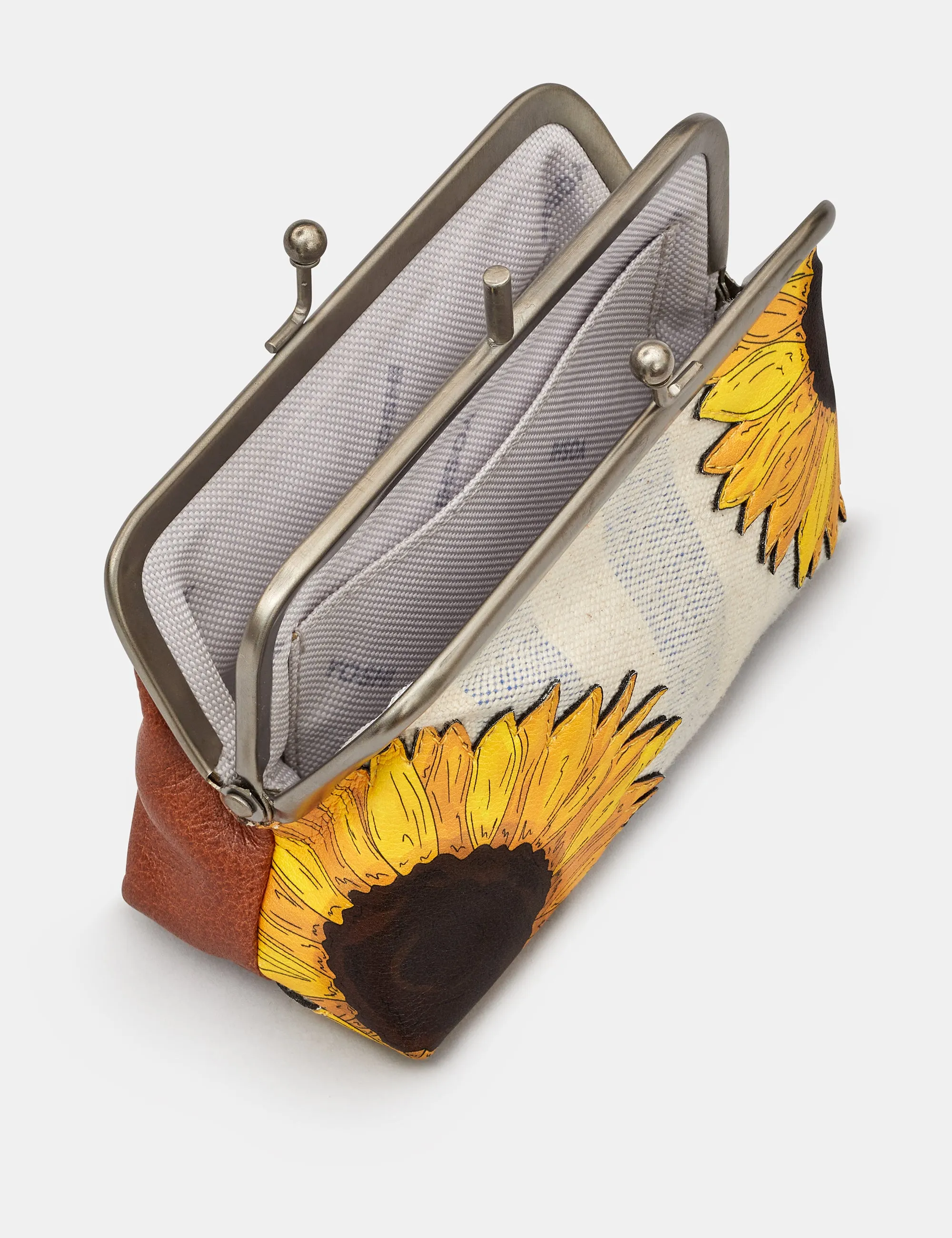 Sunflower Bloom Leather And Canvas Aubrey Frame Purse