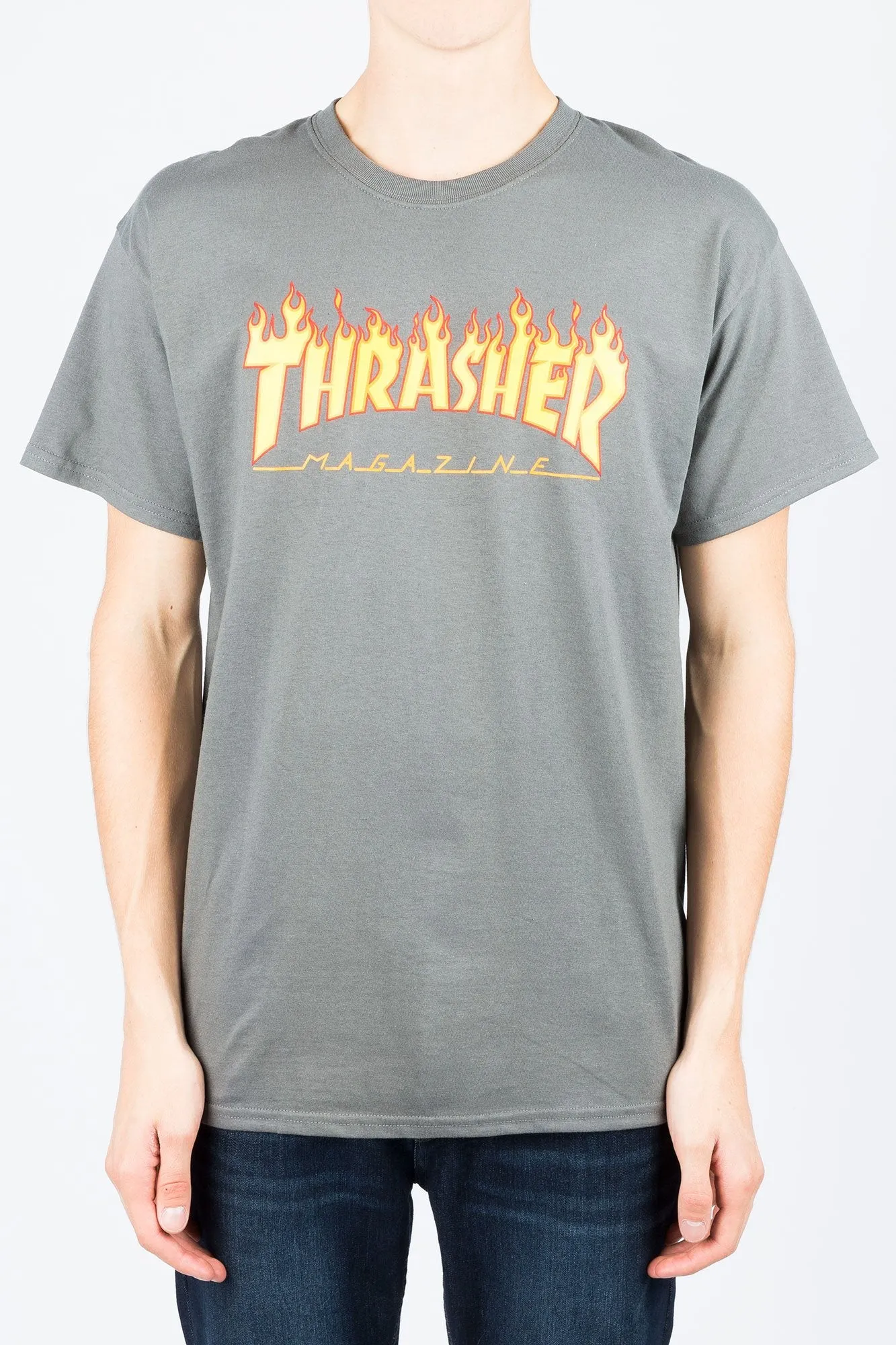 Thrasher Guys Flame Grey Short Sleeve Tee