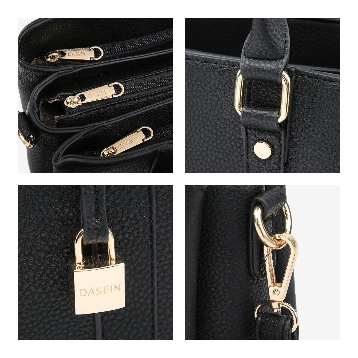 Two-Tone Padlock Satchel with Matching Wristlet