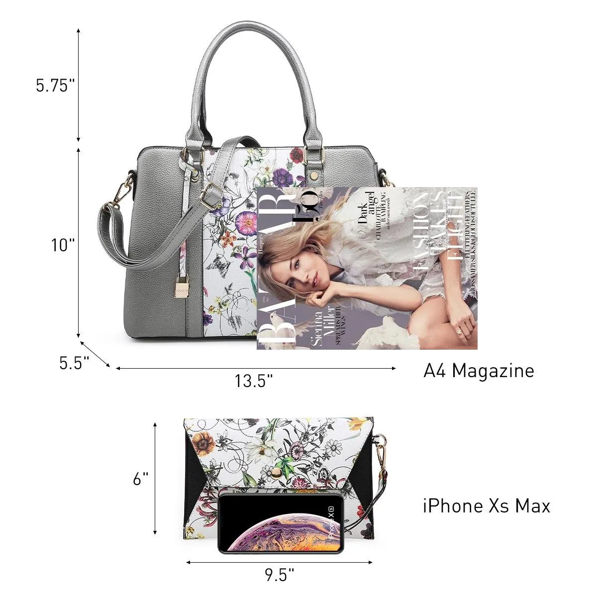 Two-Tone Padlock Satchel with Matching Wristlet