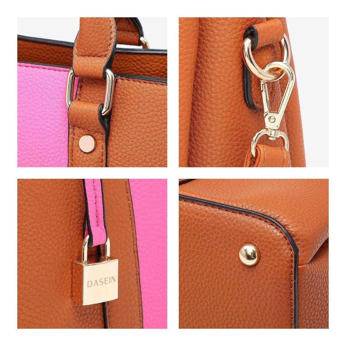 Two-Tone Padlock Satchel with Matching Wristlet