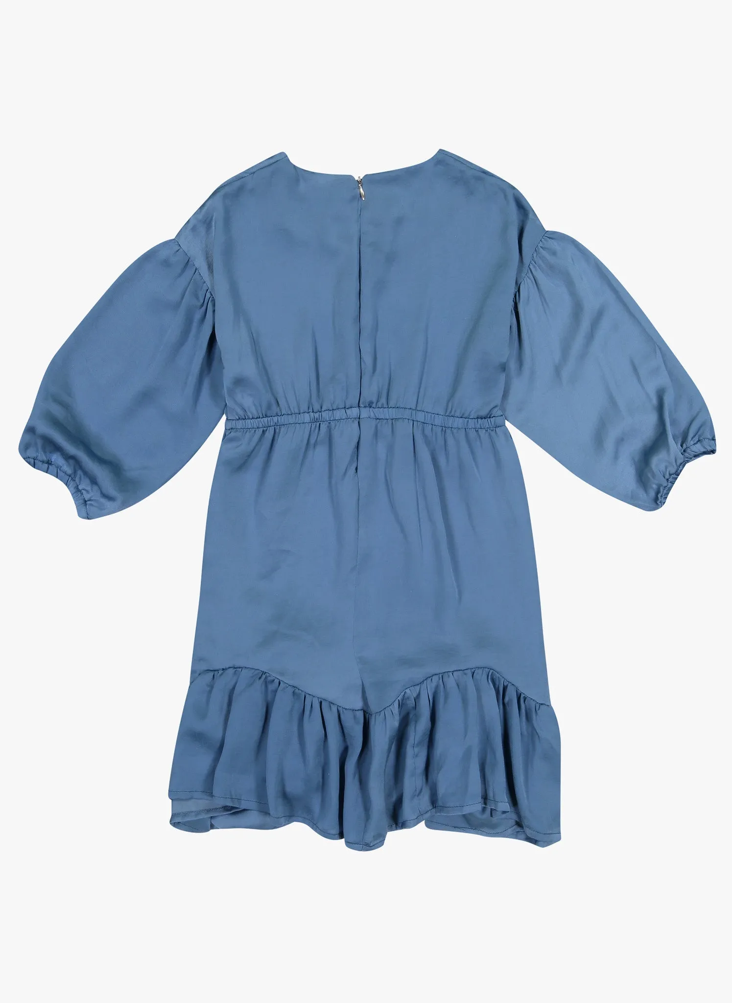 Vierra Rose Marchesa Chambray Midi Doll Dress in Blue Chambray