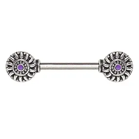 WildKlass 316L Stainless Steel Violet Windwheel Nipple Bar